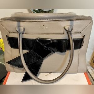 Kate Spade Taupe and Black Bow Satchel